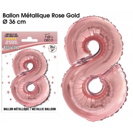 Ballon mylar 36cm rose gold - Chiffre 8