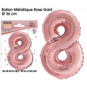 Ballon mylar 36cm rose gold - Chiffre 8