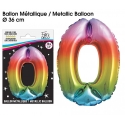 Ballon mylar 36cm multicolore - Chiffre 0