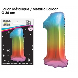 Ballon mylar 36cm multicolore - Chiffre 0