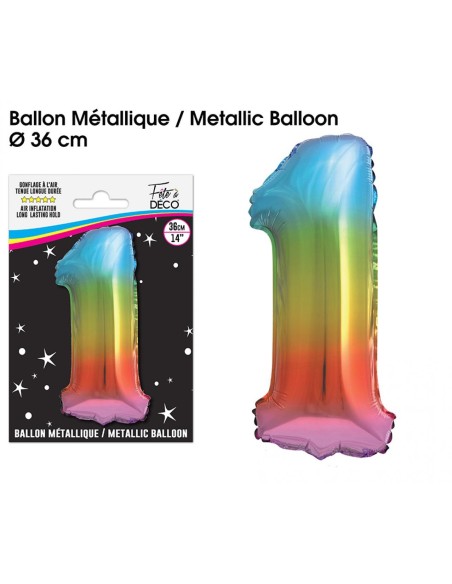 Ballon mylar 36cm multicolore - Chiffre 0