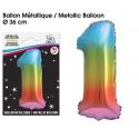 Ballon mylar 36cm multicolore - Chiffre 1