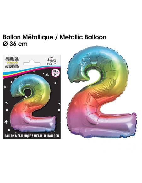 Ballon mylar 36cm multicolore - Chiffre 1