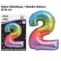 Ballon mylar 36cm multicolore - Chiffre 2