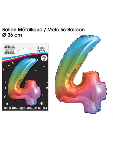 Ballon mylar 36cm multicolore - Chiffre 3
