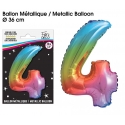 Ballon mylar 36cm multicolore - Chiffre 4