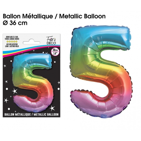 Ballon mylar 36cm multicolore - Chiffre 4