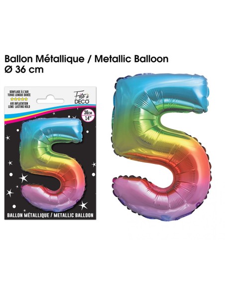Ballon mylar 36cm multicolore - Chiffre 4