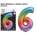 Ballon mylar 36cm multicolore - Chiffre 6