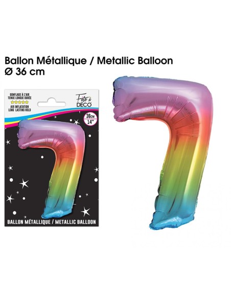 Ballon mylar 36cm multicolore - Chiffre 6