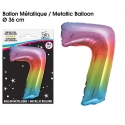 Ballon mylar 36cm multicolore - Chiffre 7