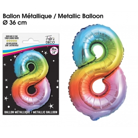 Ballon mylar 36cm multicolore - Chiffre 7