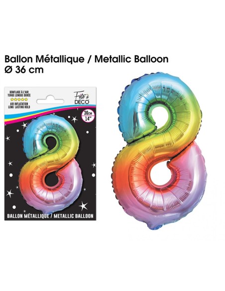 Ballon mylar 36cm multicolore - Chiffre 7