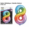 Ballon mylar 36cm multicolore - Chiffre 8
