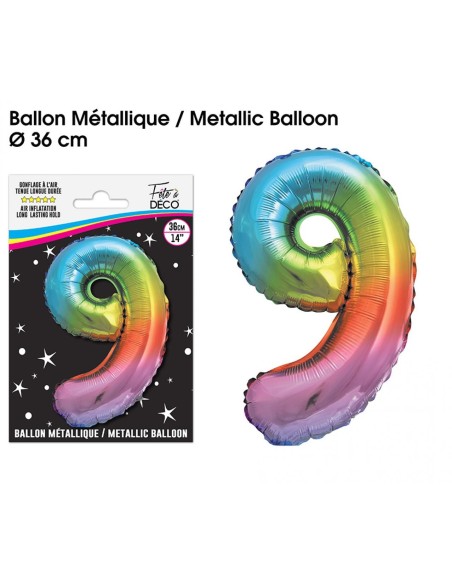 Ballon mylar 36cm multicolore - Chiffre 8