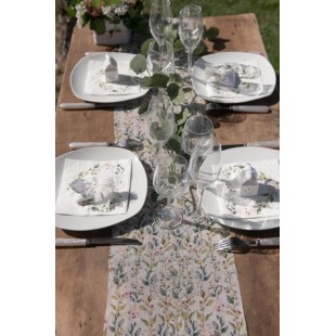 Chemin de table mariage vegétal 26cm x3m 2