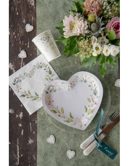 20 serviettes mariage vegétal 