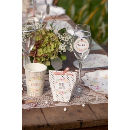 10 assiettes mariage fleuri 