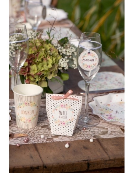 10 assiettes mariage fleuri 