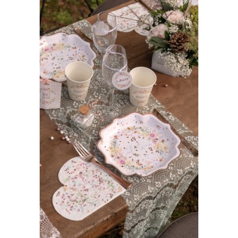 10 assiettes mariage fleuri 