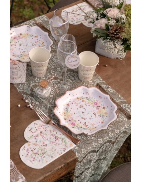 10 assiettes mariage fleuri 