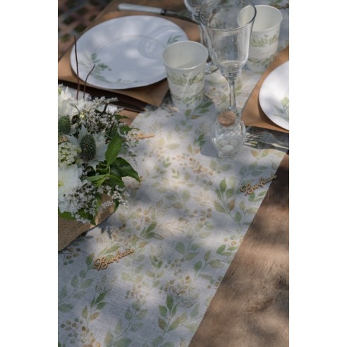 Chemin de table mariage végétal 26cm x3m