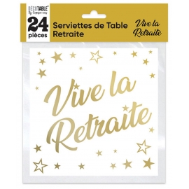 24 serviettes retraite métallisées or