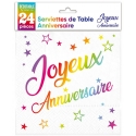 24 serviettes Anniversaire métallisé - Multicolore