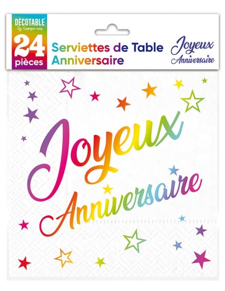 24 serviettes Anniversaire métallisé - Vert