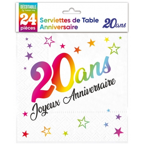 24 serviettes Anniversaire métallisé multi - 18 ans