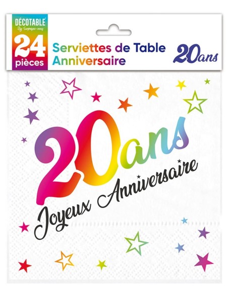 24 serviettes Anniversaire métallisé multi - 18 ans
