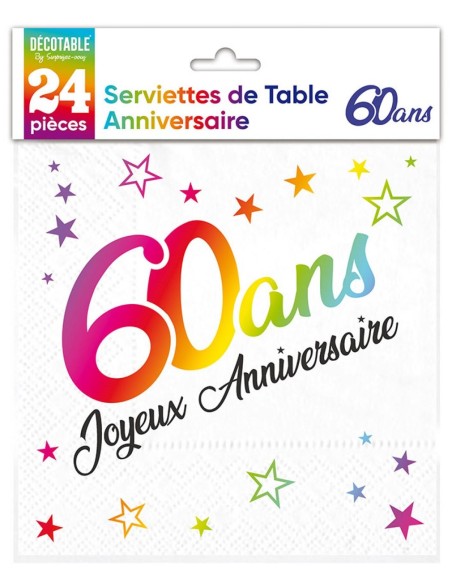 24 serviettes Anniversaire métallisé multi - 50 ans