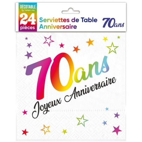 24 serviettes Anniversaire métallisé multi - 60 ans