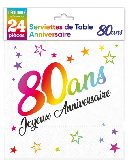24 serviettes Anniversaire métallisé multi - 70 ans
