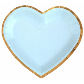 10 assiettes coeur bleues