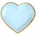 10 assiettes coeur bleues
