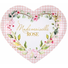 10 assiettes coeur mademoiselle Rose
