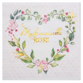 20 serviettes Mademoiselle Rose