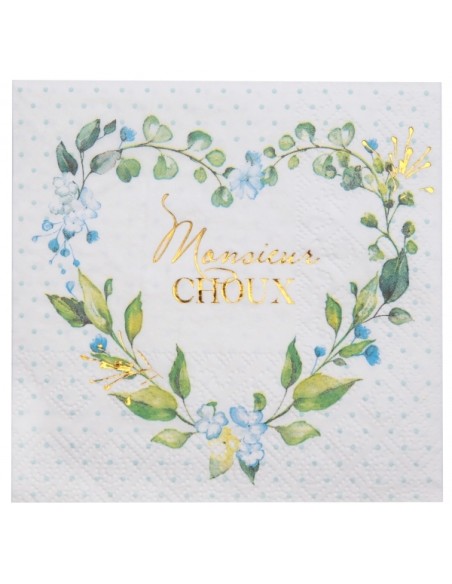 20 serviettes Mademoiselle Rose