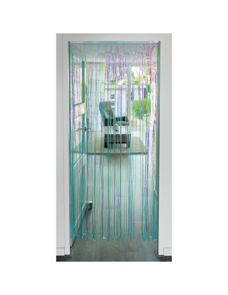 Rideau Franges métalliques irisé rose clair