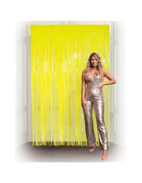 Rideau Franges métalliques rose fluo