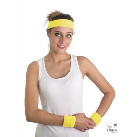 Bandeau et poignets éponge jaune fluo