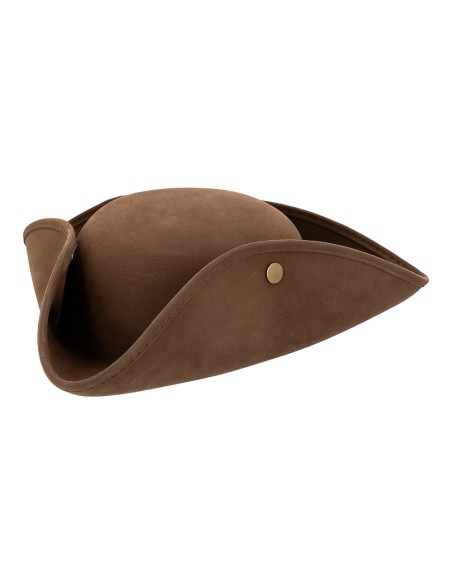 Tricorne pirate simili cuir avec cheveux