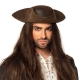 Tricorne pirate simili cuir avec cheveux