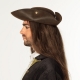 Tricorne pirate simili cuir avec cheveux