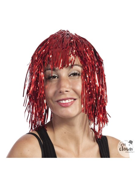 Perruque lametta rouge