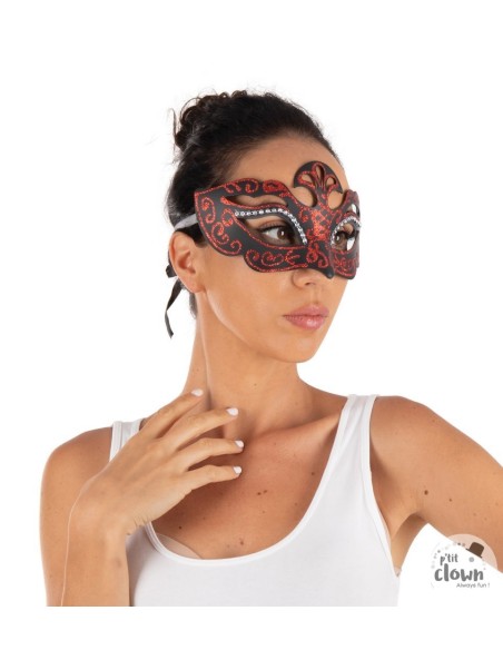 Loup vénitien plumes vertes