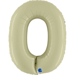 Ballon mylar 102cm satin crème - Chiffre 0