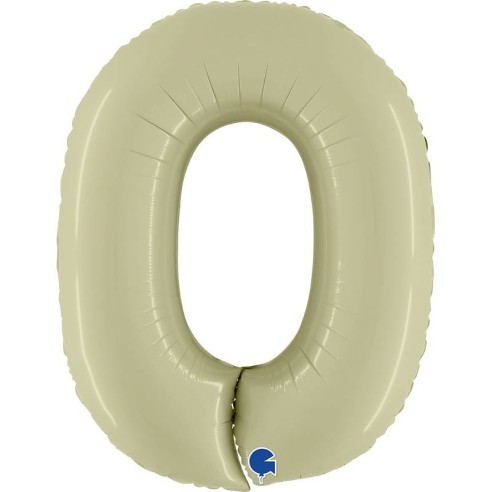 Ballon mylar 102cm satin crème - Chiffre 0