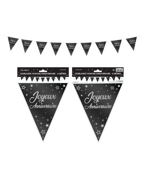 Guirlande fanions anniversaire paillettes - Noir
